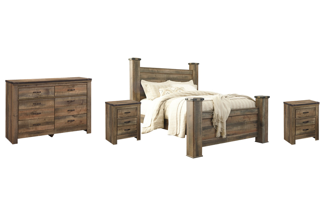 Trinell Queen Poster Bed with Dresser and 2 Nightstands