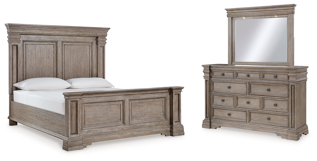 Blairhurst California King Panel Bed with Mirrored Dresser