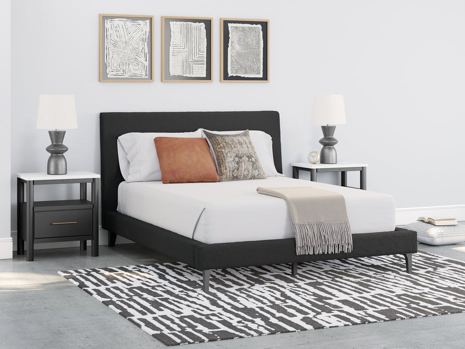 Cadmori Queen Upholstered Bed with Mirrored Dresser