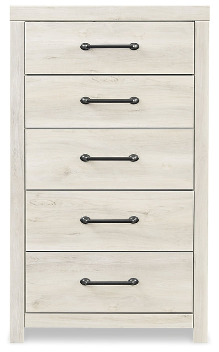 Cambeck King Panel Bed with 2 Storage Drawers with Mirrored Dresser, Chest and Nightstand